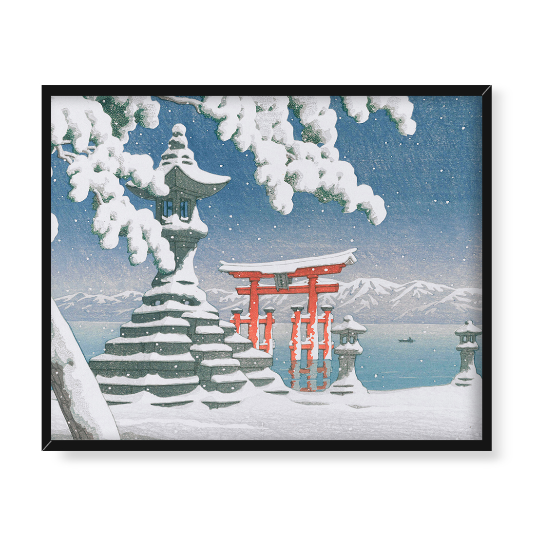 Kawase Hasui Itsukushima w śniegu 50x40