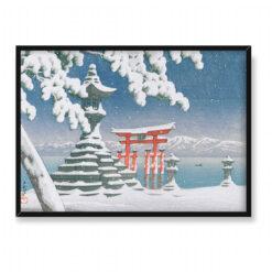 Kawase Hasui Itsukushima w śniegu 70×50