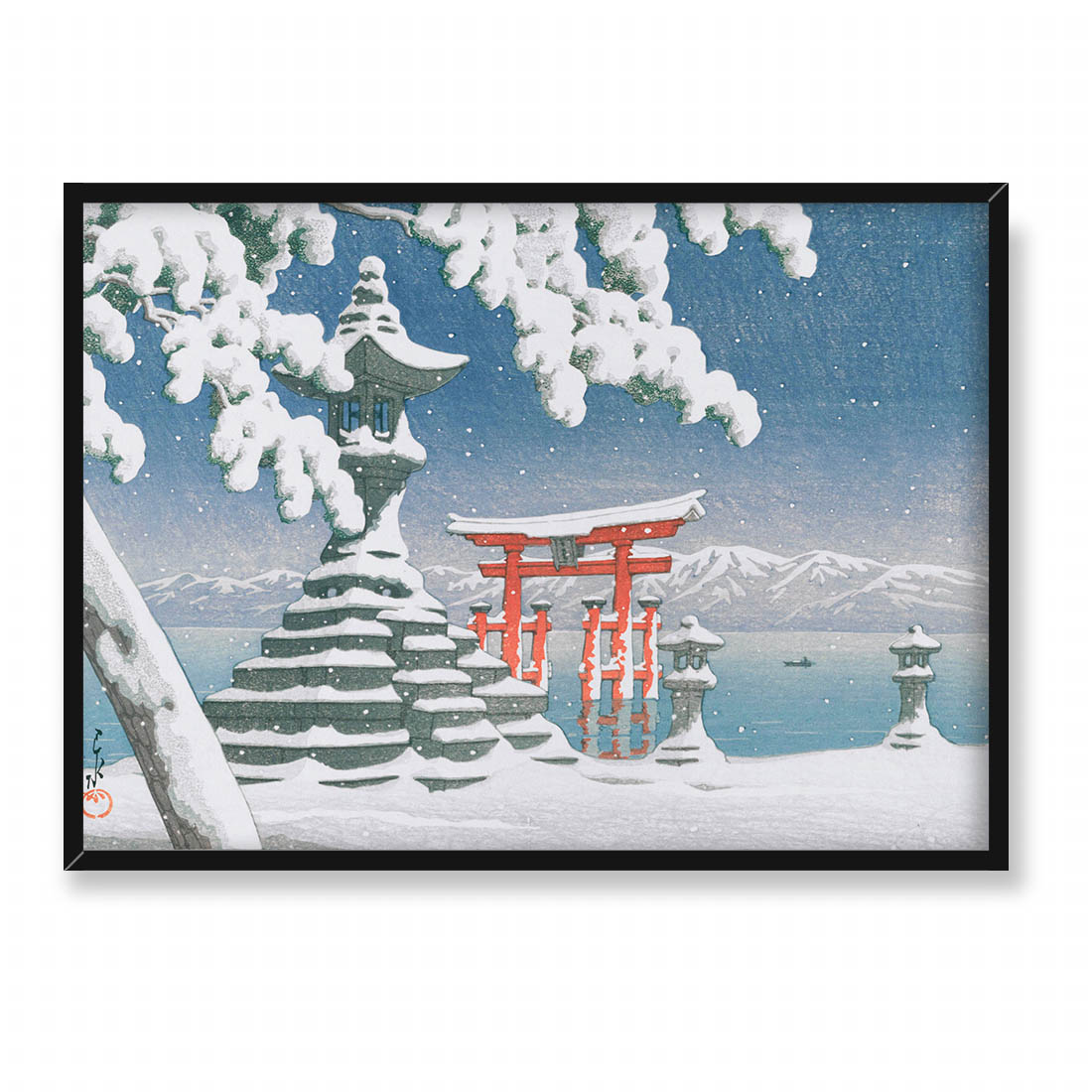 Kawase Hasui Itsukushima w śniegu 70x50