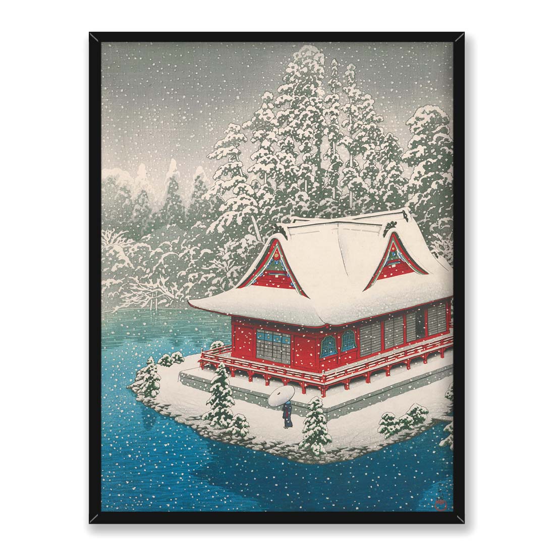 Kawase Hasui Park Inokashira w śniegu 30x40