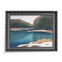 Kawase Hasui Pozostały śnieg w Inokashira 70×50