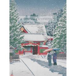 Kawase Hasui Śnieg przed świątynią Hie — produkt cyfrowy do pobrania