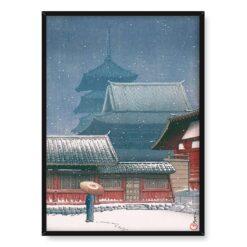 Kawase Hasui Śnieg przed świątynią Hie 50×70