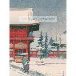 Kawase Hasui Świątynia Nezu w śniegu — produkt cyfrowy do pobrania