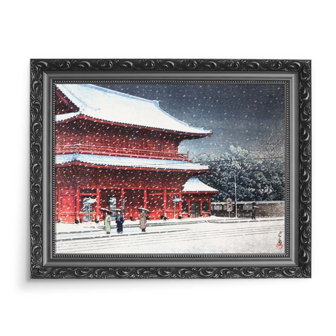 Kawase Hasui Świątynia Zojo-ji w śniegu 70x50