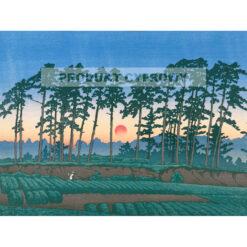 Kawase Hasui Zachód słońca w Ichinokura Ikegami — produkt cyfrowy do pobrania