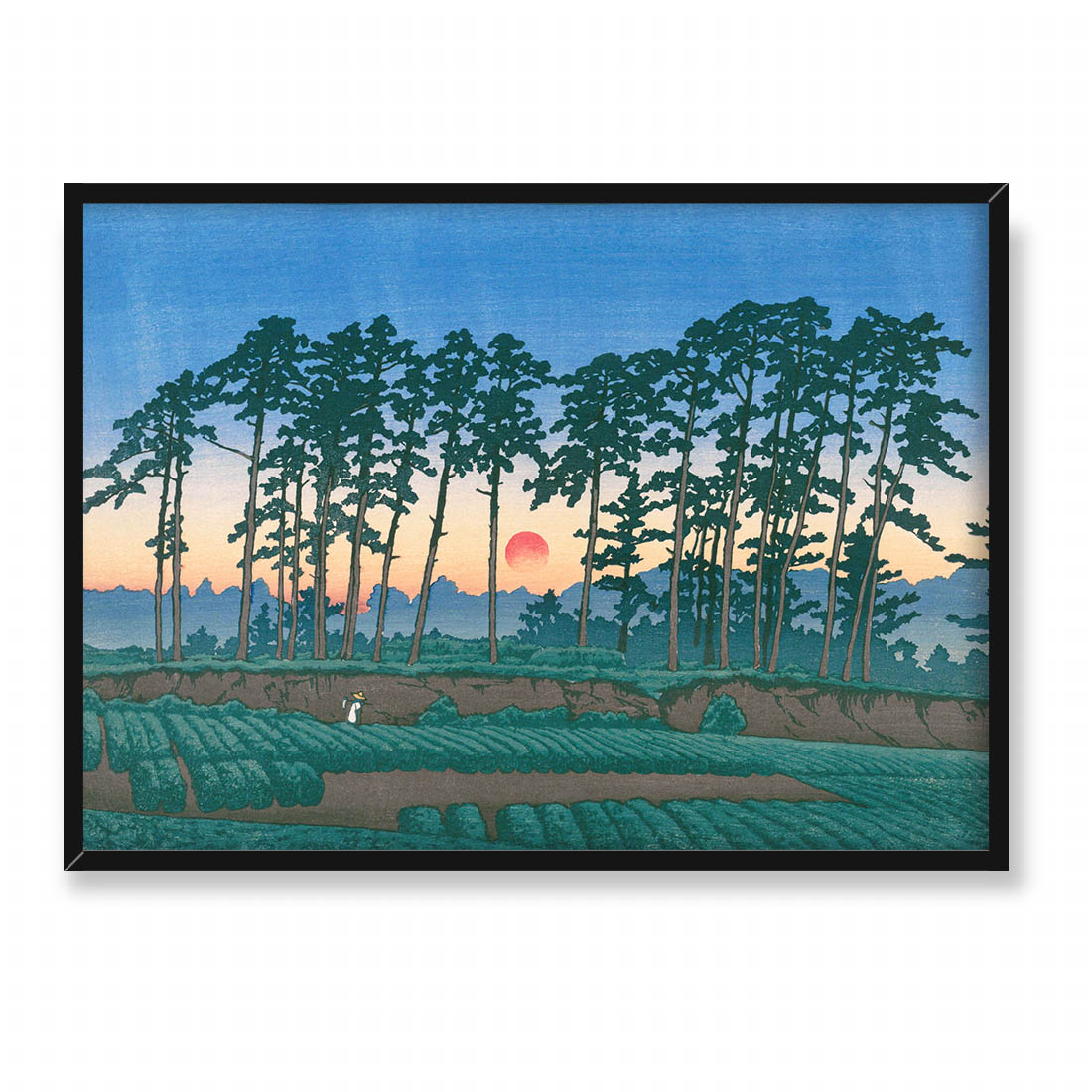 Kawase Hasui Zachód słońca w Ichinokura Ikegami 70x50