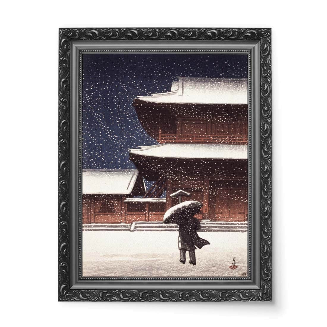 Kawase Hasui Zojo-ji w śniegu wydruk na płótnie 50x70
