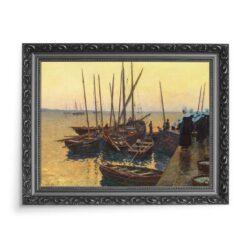 Lionel Walden Łodzie rybackie przy nabrzeżu 70×50