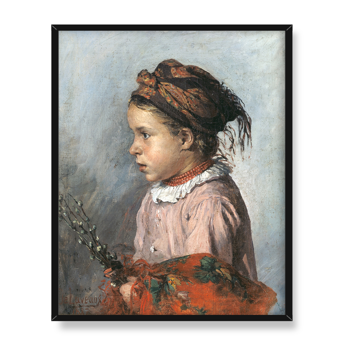 Ludwik de Laveaux Dziewczynka z baziami 40x50 w RAMIE