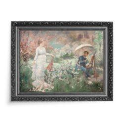 Marie Bracquemond Malarz i jego modelka w kwitnącym ogrodzie 70×50