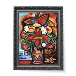 Marsden Hartley Czerwone kwiaty i żaglówka wydruk na płótnie 50×70