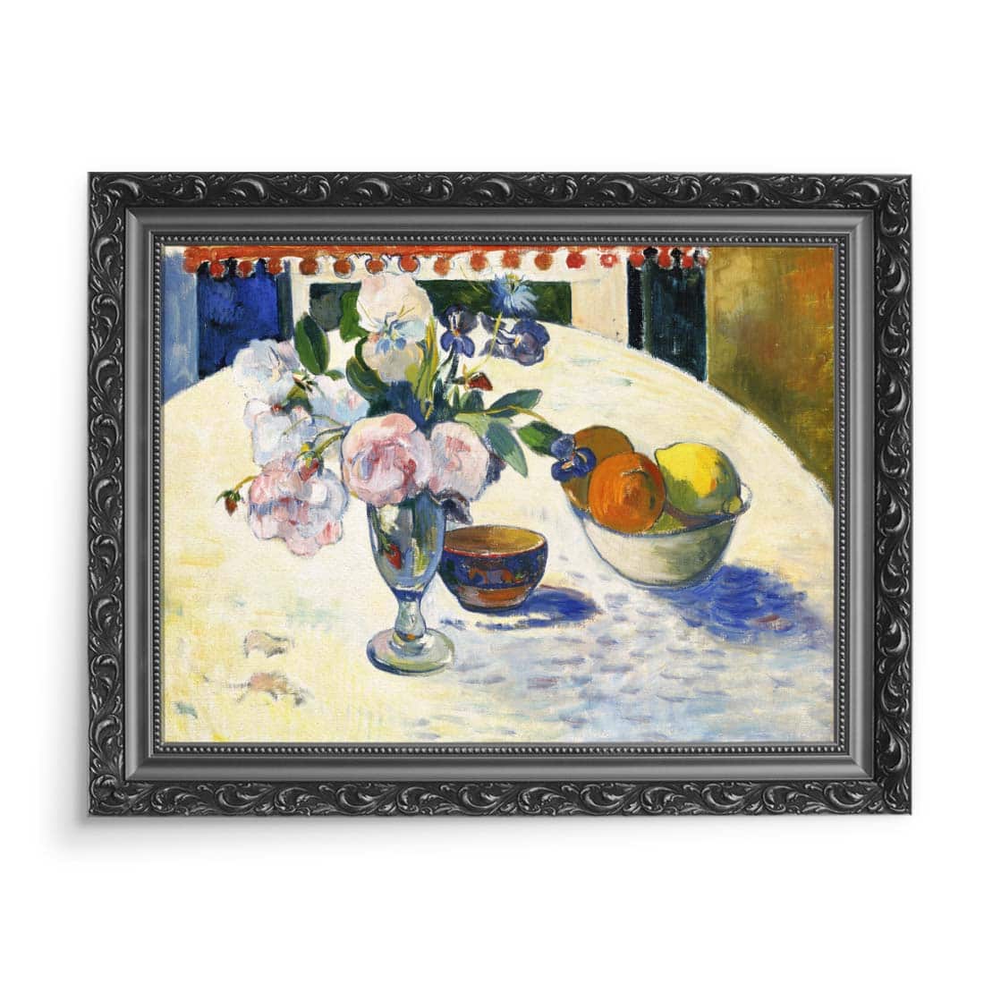 Paul Gauguin Kwiaty i miska owoców na stole 70x50
