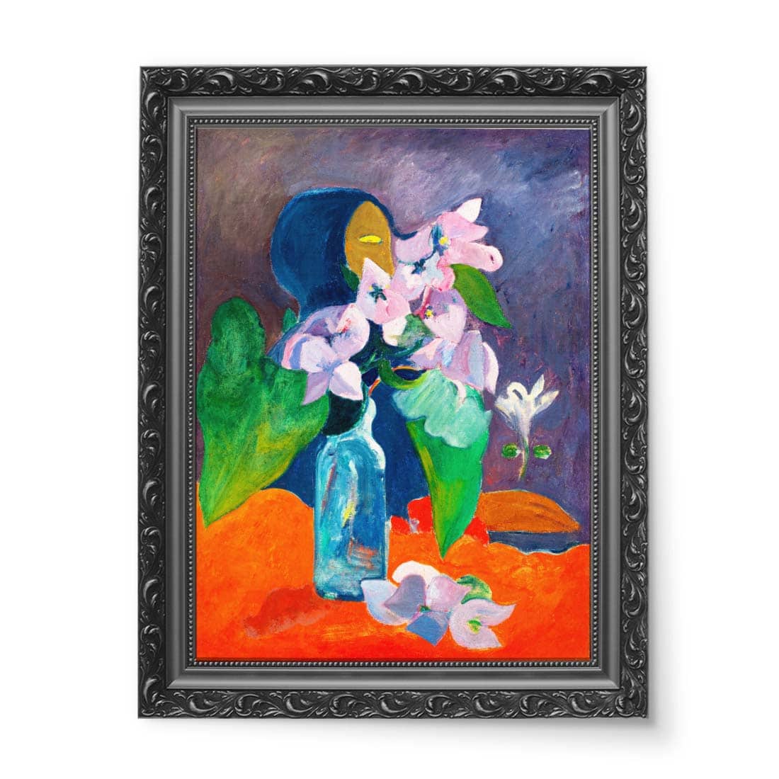 Paul Gauguin Martwa natura z kwiatami i idolem wydruk na płótnie 50x70