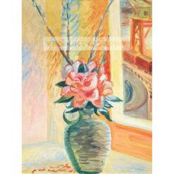 Sigrid Hjerten Martwa natura z kwiatami i widokiem z okna — produkt cyfrowy do pobrania