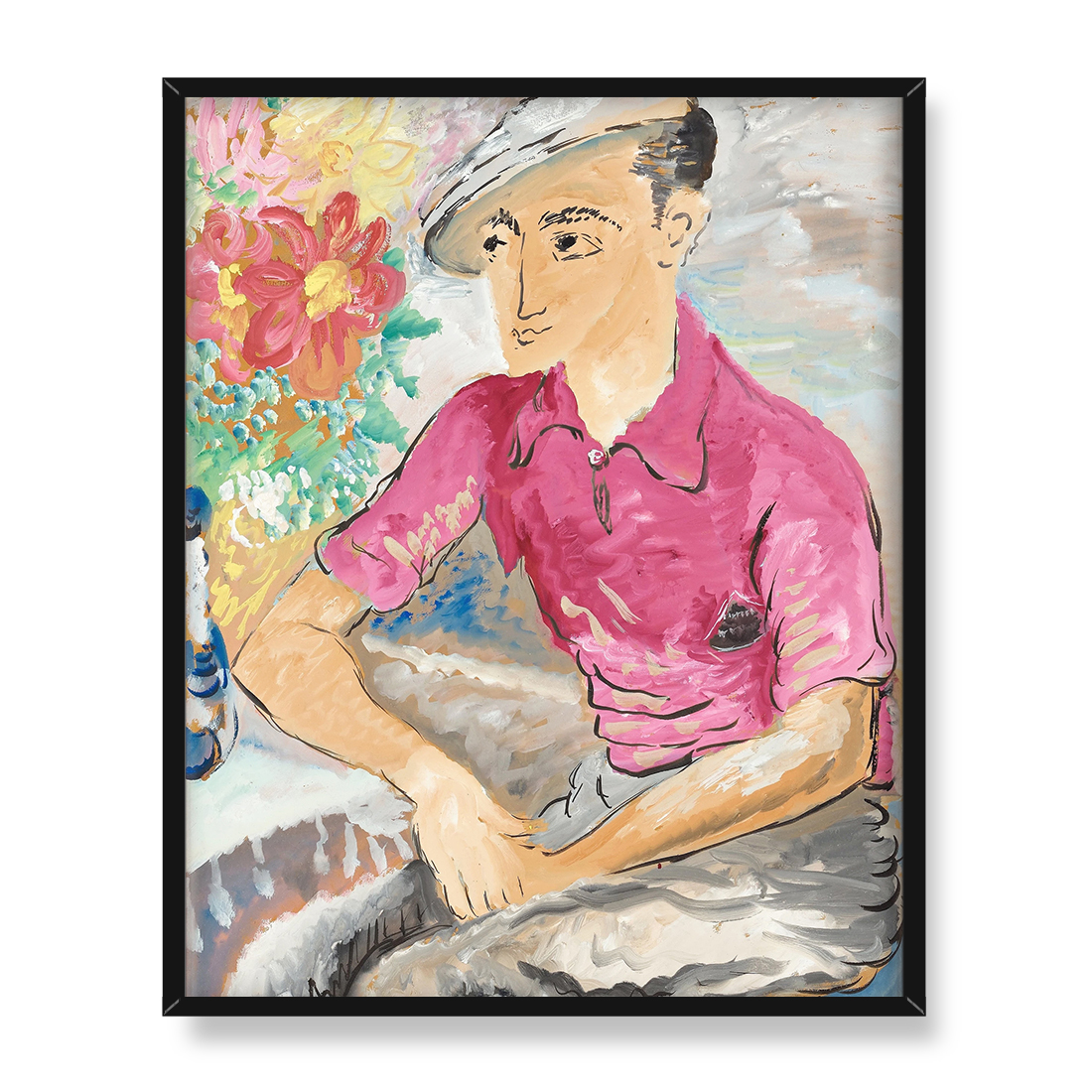 Sigrid Hjerten Mężczyzna z kwiatami 40x50