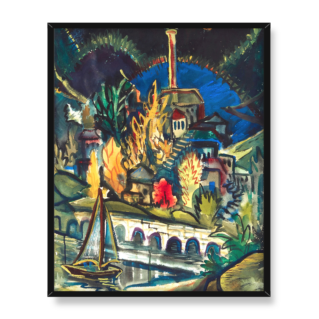 Sigrid Hjerten Płonący budynek 40x50 w RAMIE