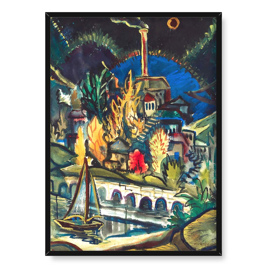 Sigrid Hjerten Płonący budynek 50x70