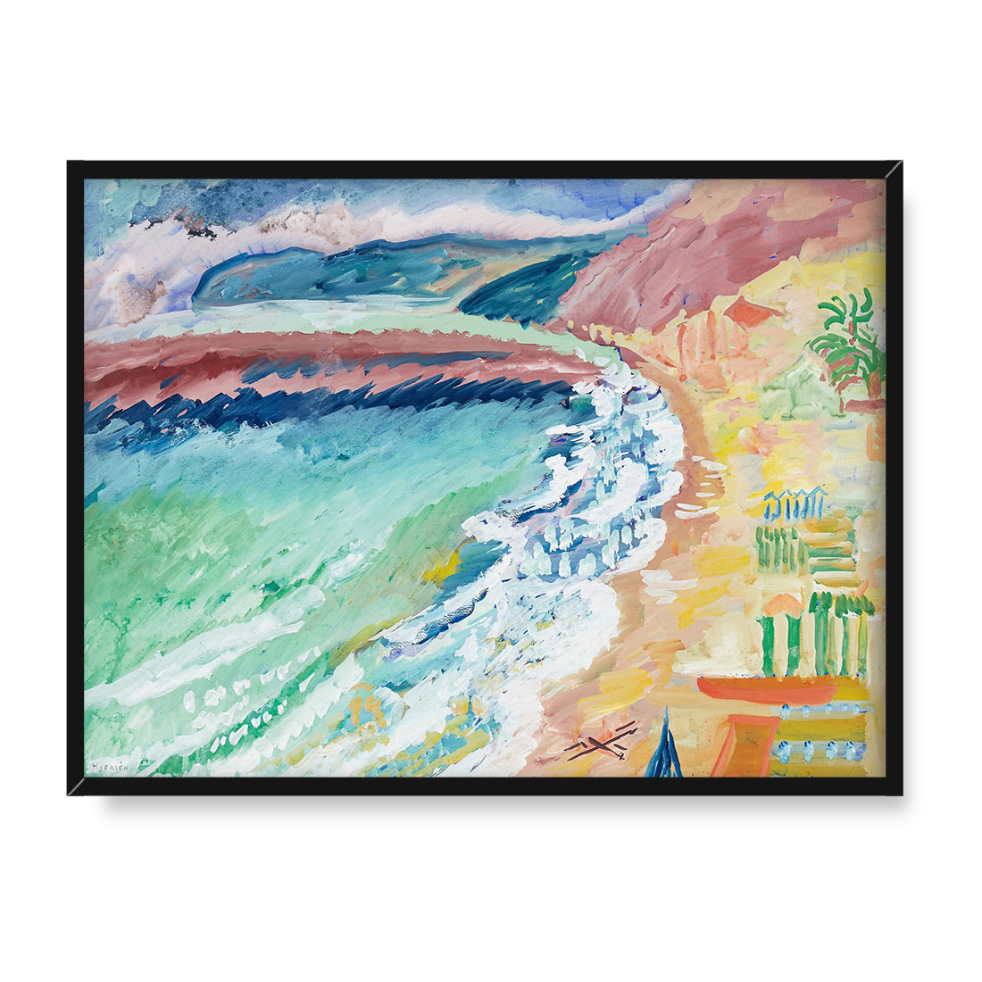 Sigrid Hjerten Spienione fale na plaży 30x40 w RAMIE