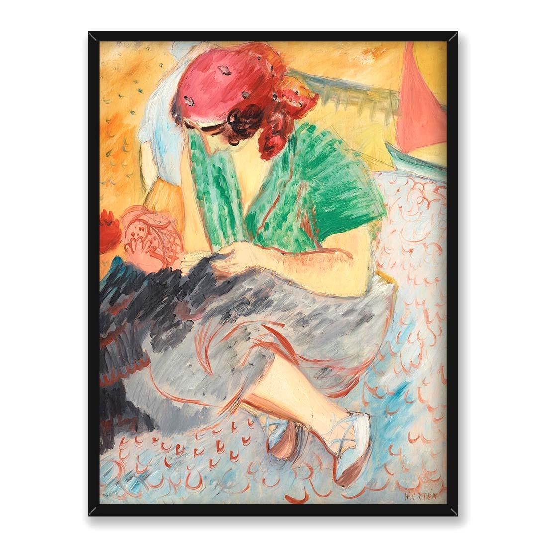 Sigrid Hjerten Szycie na plaży 30x40 w RAMIE