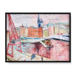 Sigrid Hjerten Widok na Skeppsbron Zima w Sztokholmie 30×40 w RAMIE