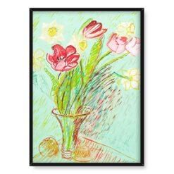 Sigrid Hjerten Wiosenny bukiet z tulipanów i narcyzów w wazonie 50×70