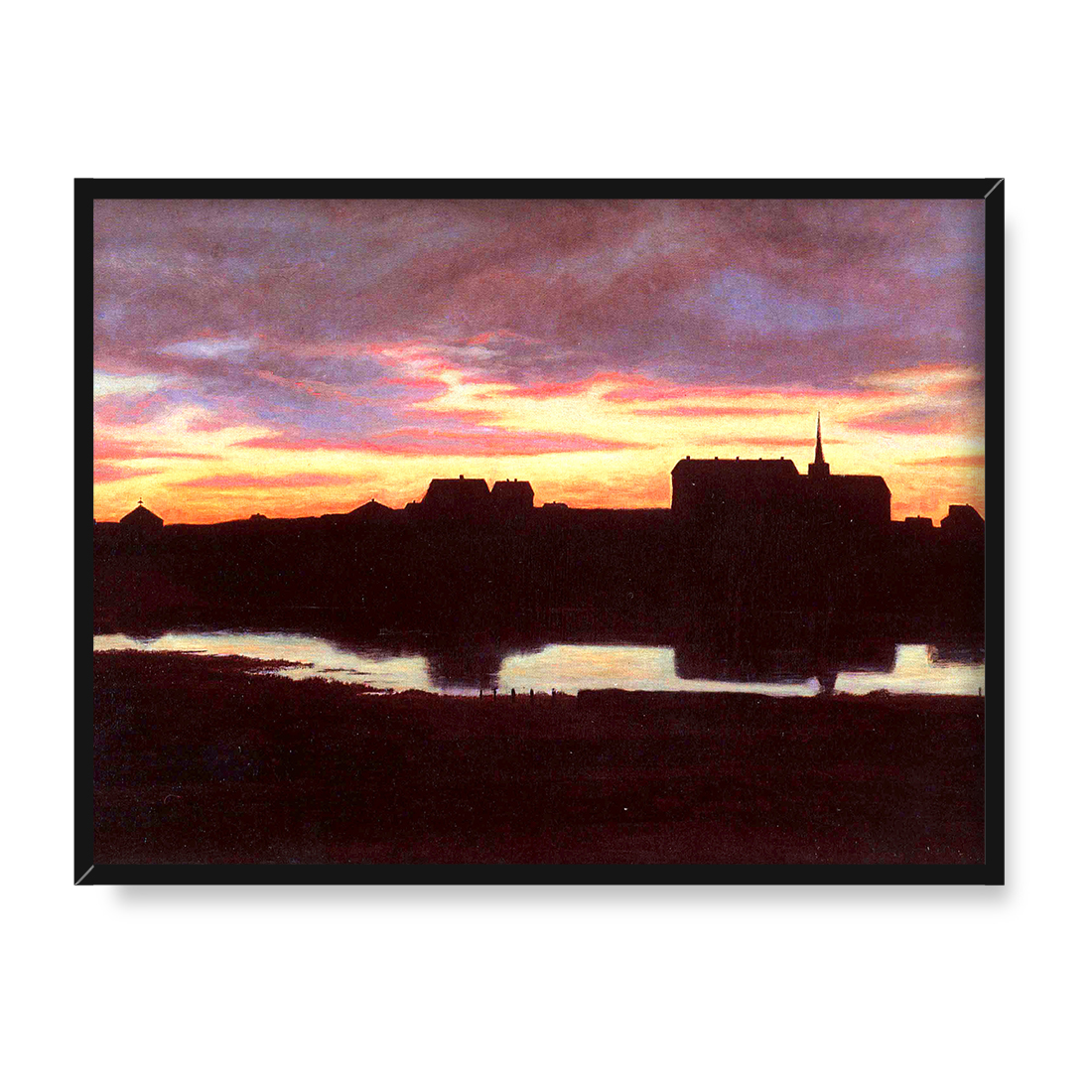 Thorarinn Thorlaksson Zachód słońca nad Tjornin 40x30 w RAMIE