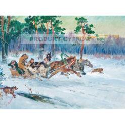 Wojciech Kossak Trójka i wilki w zimowym pejzażu — produkt cyfrowy do pobrania