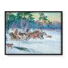 Wojciech Kossak Trójka i wilki w zimowym pejzażu 30×40 w RAMIE