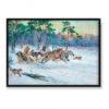 Wojciech Kossak Trójka i wilki w zimowym pejzażu 70×50