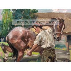 Wojciech Kossak Ułan z koniem w stajni — produkt cyfrowy do pobrania