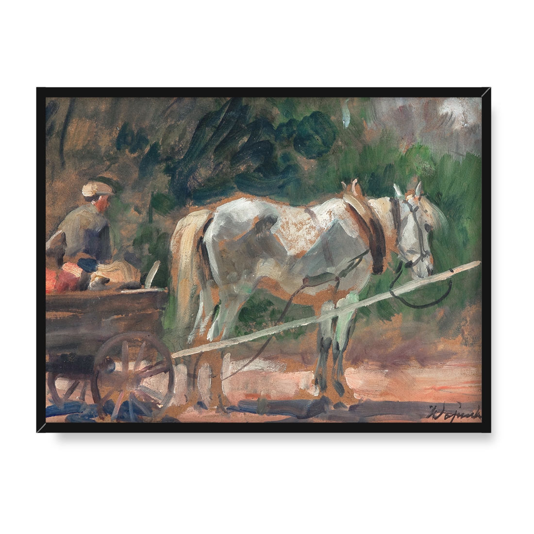 Wojciech Kossak Zaprzęg z białym koniem 30x40 w RAMIE