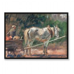 Wojciech Kossak Zaprzęg z białym koniem 70×50