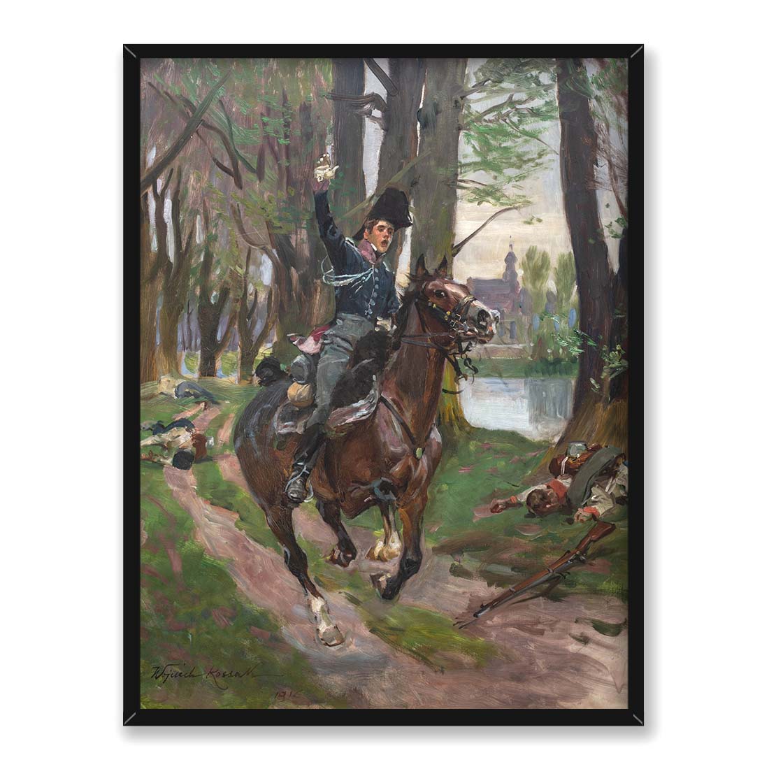 Wojciech Kossak Zwyciężyliśmy Raszyn 1809 30x40 w RAMIE