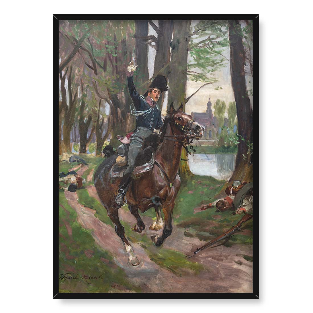 Wojciech Kossak Zwyciężyliśmy Raszyn 1809 50x70