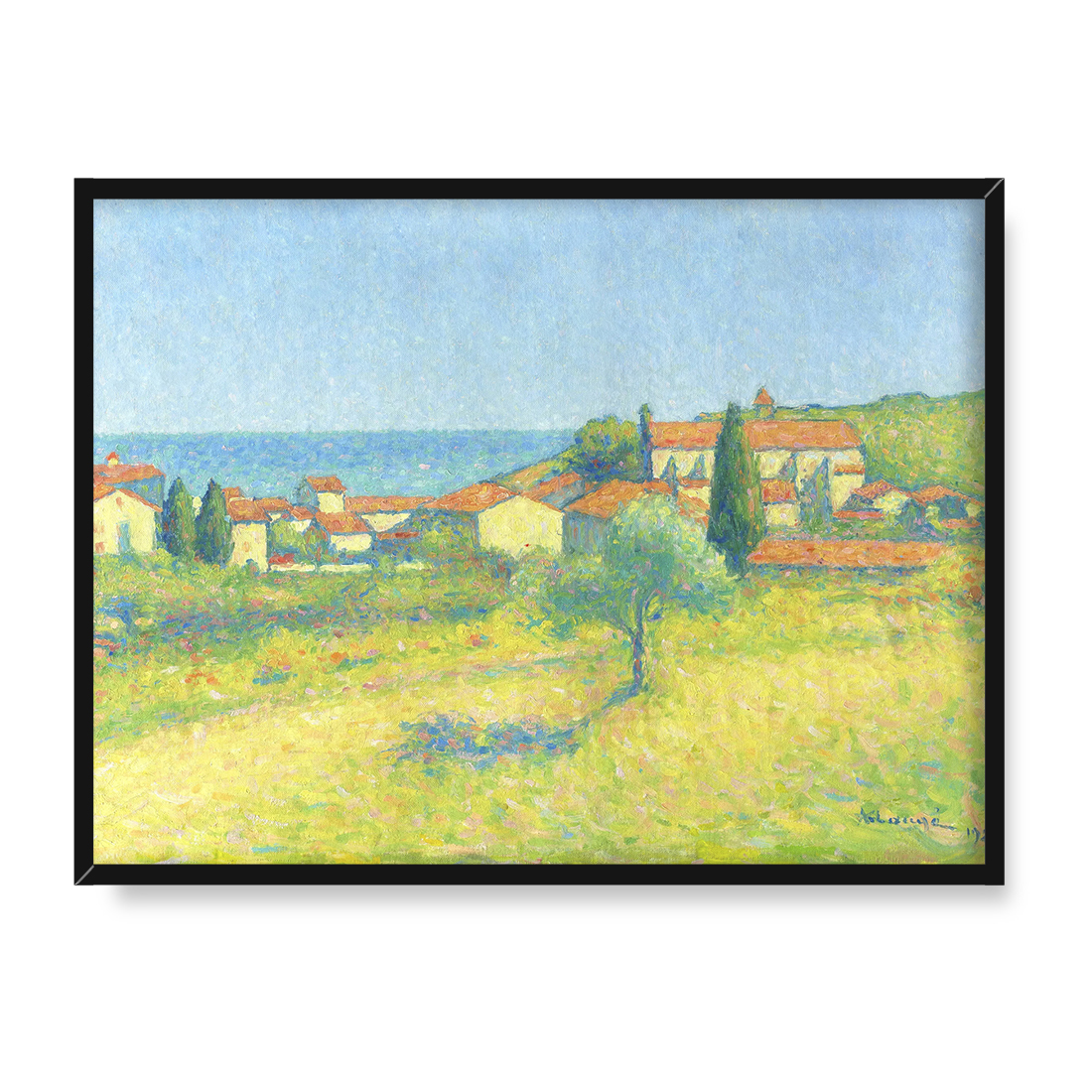 Achille Lauge Dachy Collioure nad morzem 40x30