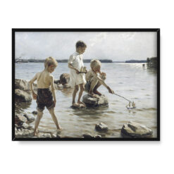 Albert Edelfelt Chłopcy bawiący się na brzegu 40×30