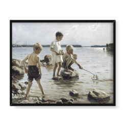 Albert Edelfelt Chłopcy bawiący się na brzegu 50×40