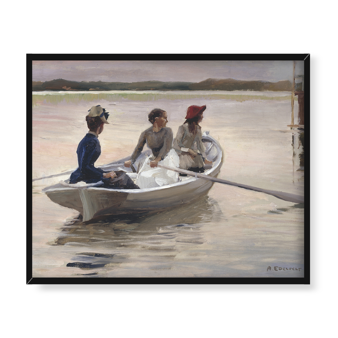 Albert Edelfelt Dziewczęta w łodzi wiosłowej 50x40 w RAMIE