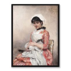 Albert Edelfelt Dziewczyna z kotem 30×40