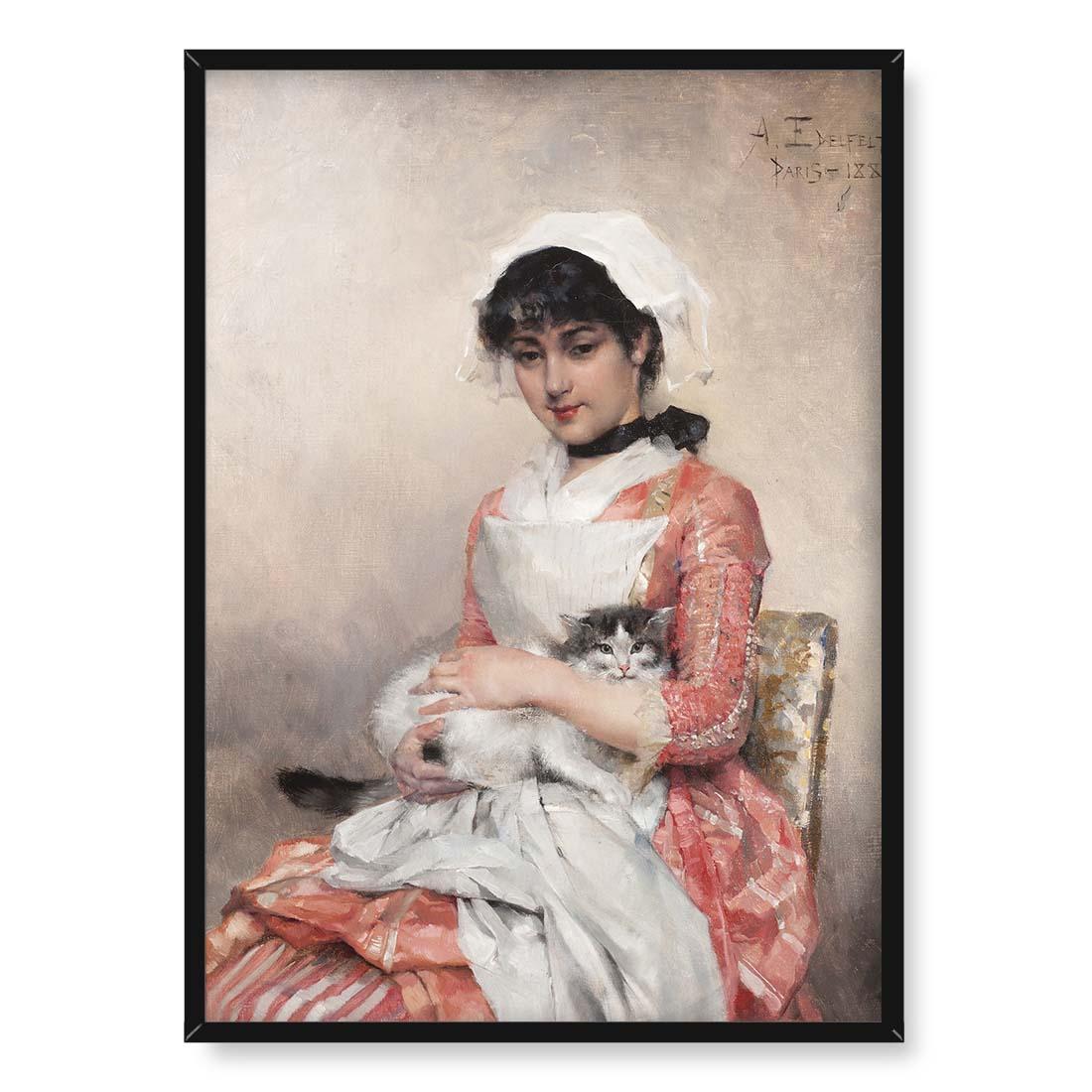 Albert Edelfelt Dziewczyna z kotem 50x70