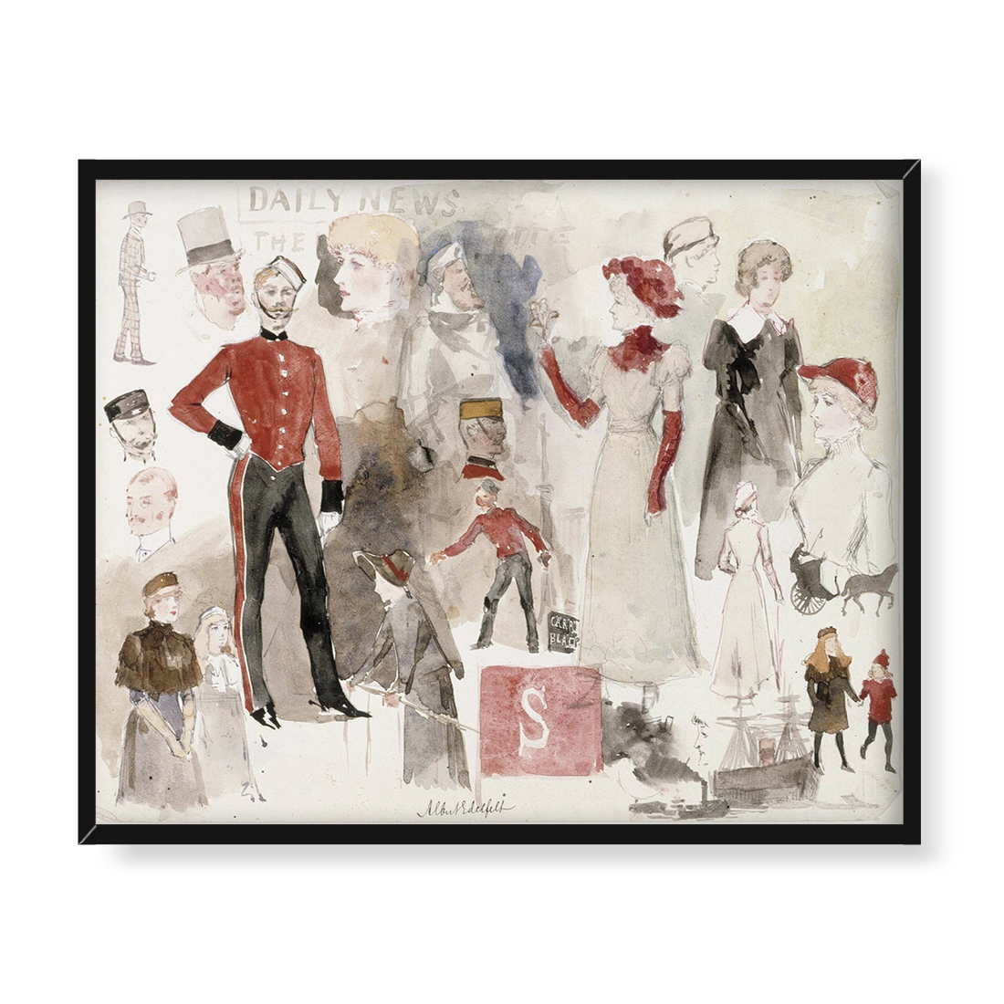 Albert Edelfelt Studia postaci z Anglii 50x40