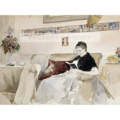 Albert Edelfelt Żona artysty czytająca na sofie — produkt cyfrowy do pobrania