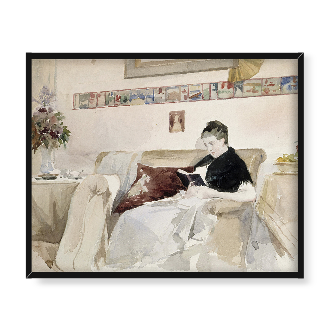 Albert Edelfelt Żona artysty czytająca na sofie 50x40