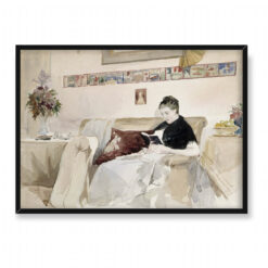 Albert Edelfelt Żona artysty czytająca na sofie 70×50