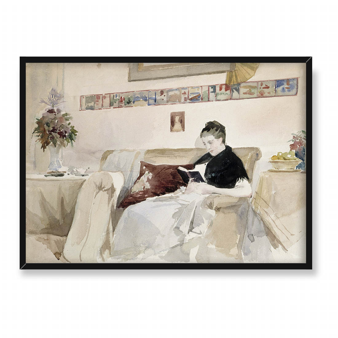 Albert Edelfelt Żona artysty czytająca na sofie 70x50