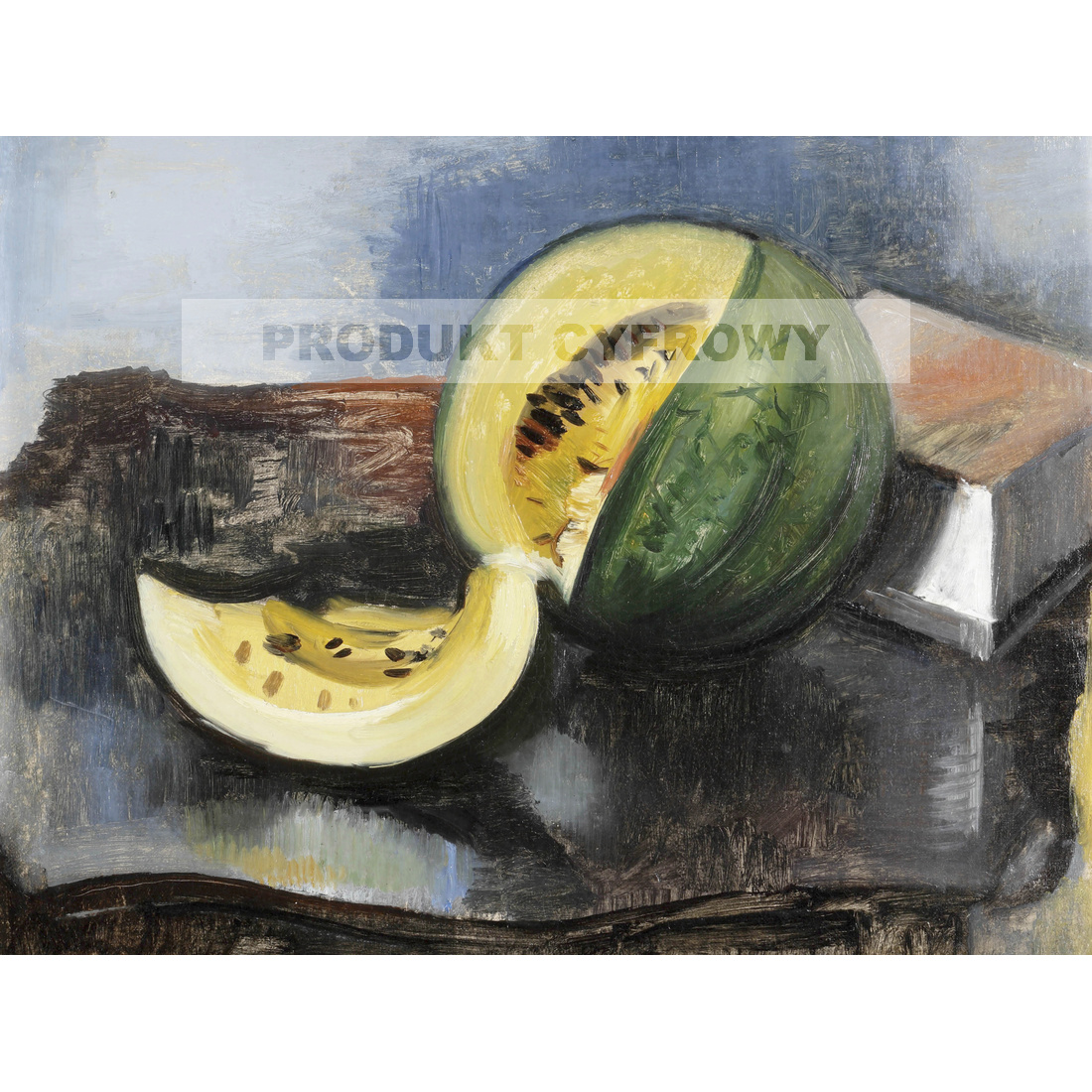 Alfred Justitz Martwa natura z melonem — produkt cyfrowy do pobrania