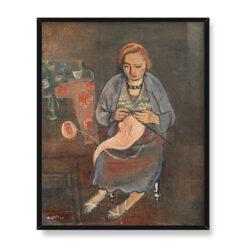 Georges Kars Kobieta robiąca na drutach 40×50
