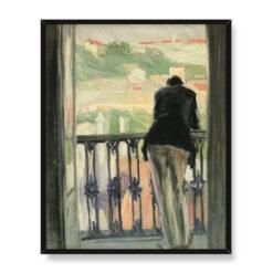 Georges Kars Mężczyzna na balkonie 40×50