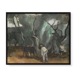 Georges Kars Mężczyzna z końmi 50×40